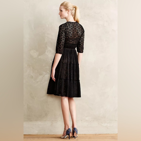 Anthropologie Beguile by Byron Lars Prairie Dusk Black Lace Button Front Dress 2 - Picture 2 of 11